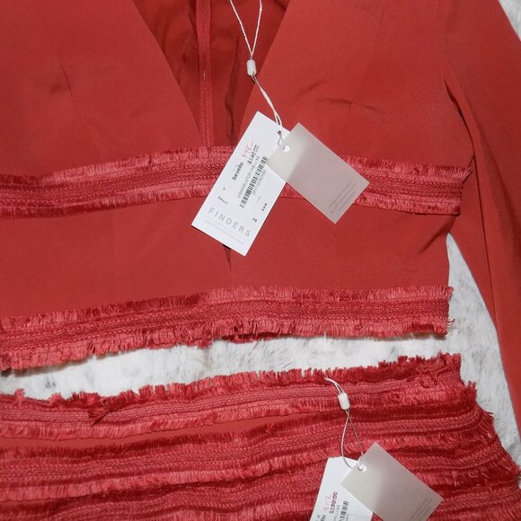 NWT Finders Keepers Orange Fringe Crop Top and Skirt Set - Picture 12 of 12